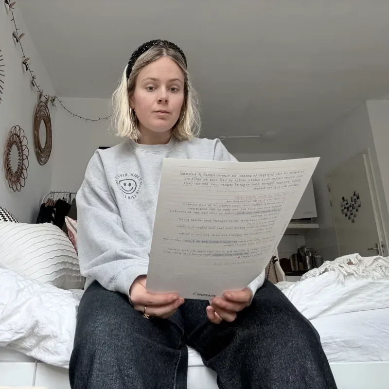 Jonge vrouw leest een brief